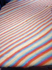 Handknit Rainbow Striped Baby Blanket 94 X 94 Cms