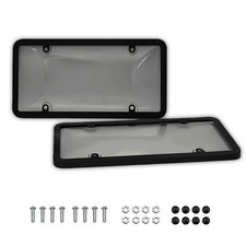 2x Black License Plate Covers Frames Shield Tinted Bubble For Toyota Tesla Uscar 2x Black License Plate Covers Frames Shield Tinted Bubble For Toyota Tesla Uscar