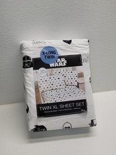 Star Wars X-Long TWIN Size ALL COTTON Sheet Set - Black  White 100 Cotton