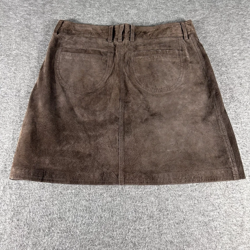 Minifalda de gamuza marrón chocolate para mujer bolsillos delanteros vaquera occidental talla 6 Foto 2 de 4