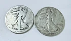 WALKING LIBERTY HALF DOLLAR LOT OF 2 - 90% SILVER CIRCULATED COINS #8632