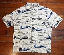 VTG Kalaheo Hawaiian Aloha Shirt WWII Bombers Fighters Planes Made in USA Size M