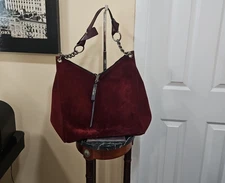 Auth JIMMY CHOO - Bordeaux Suede Leather Shoulder Bag