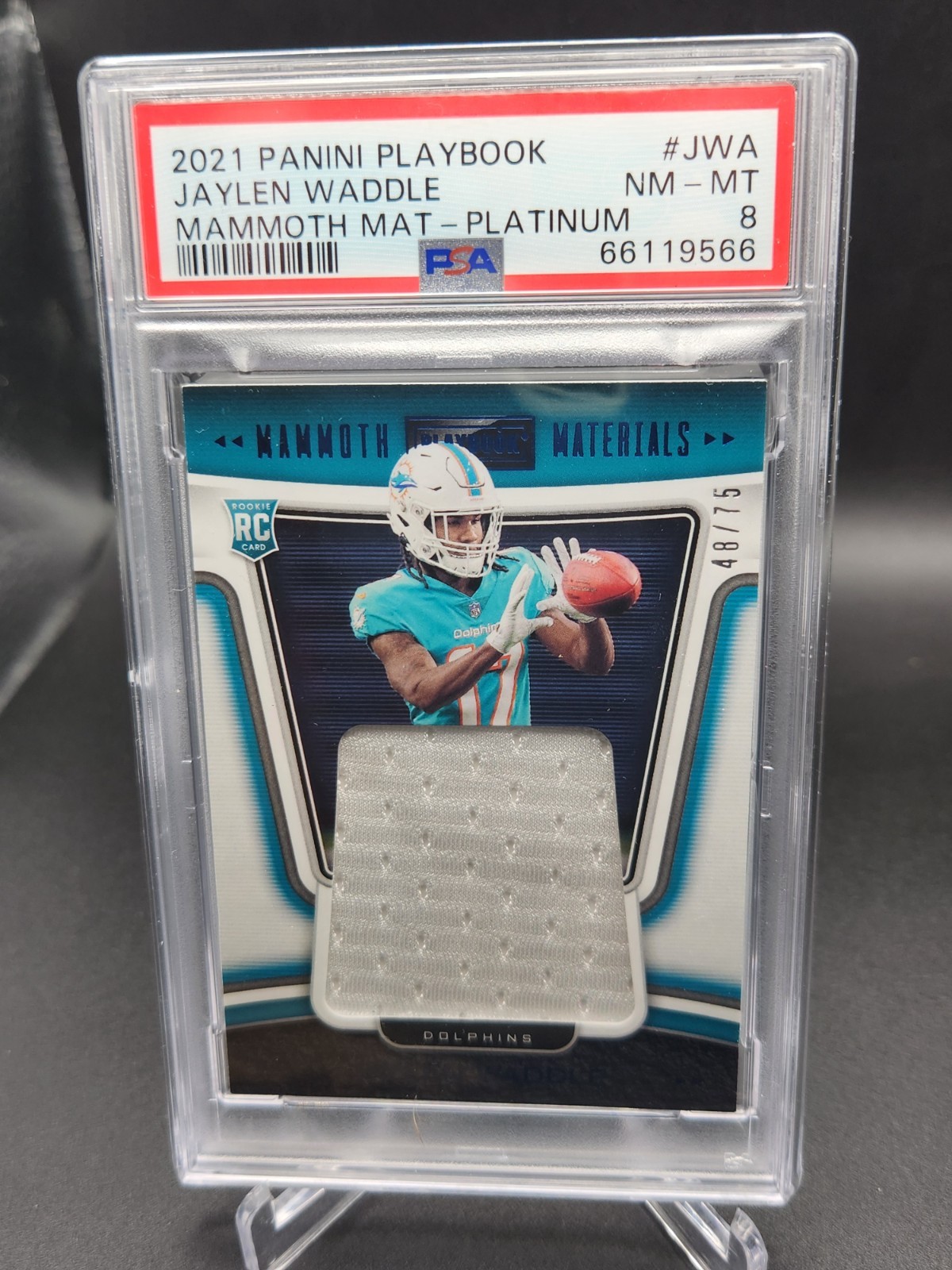 Jaylen Waddle Panini Playbook Mammoth Materials #JWA Platinum