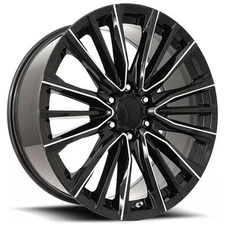 22x9" Platinum V Wheels FR 205 Gloss Black Ball Milled OEM Replica Rims