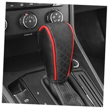Leather Gear Shift Cover Diamond Embroidery Design,Durable Shift Knob Black/Red