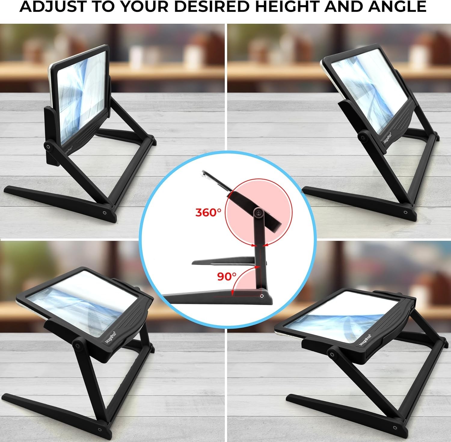 Patented 5X Large LED Page Magnifier with Detachable Stand | Eye Caring 3 Col...