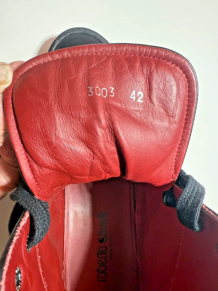 Botas de Combate Roberto Cavalli Negras Cuero Suave Logo Mujer Talla EU-42 US 10-10.5 Foto 3 de 4