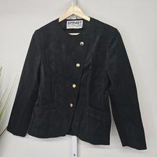 Ernst Strauss Littler Seattle Ultrasuede Jacket Black Gold Button Asymmetrical
