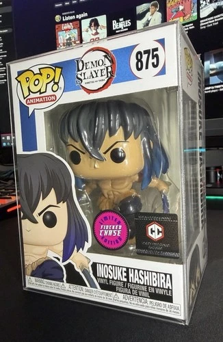 Funko Pop Demon Slayer Inosuke #875 Flocked CHASE Chalice Exclusive + Protector