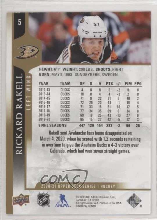 2020-21 Upper Deck High Gloss /10 Rickard Rakell #5 - Image 2 of 2
