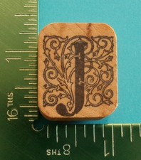 ORNATE LETTER J Rubber Stamp Initial Monogram Flourish
