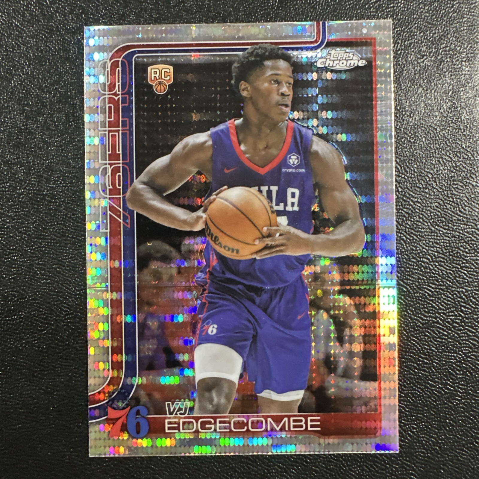 VJ Edgecombe 2025-26 Topps Chrome Rookie #253 RC Pulsar Refractor 76ers