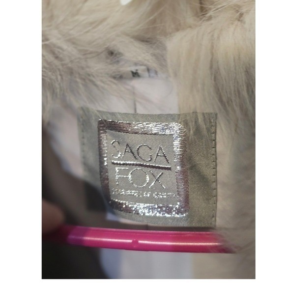 Saga Fox Womens Luxury Fur Jacket Cream White Size M image 3
