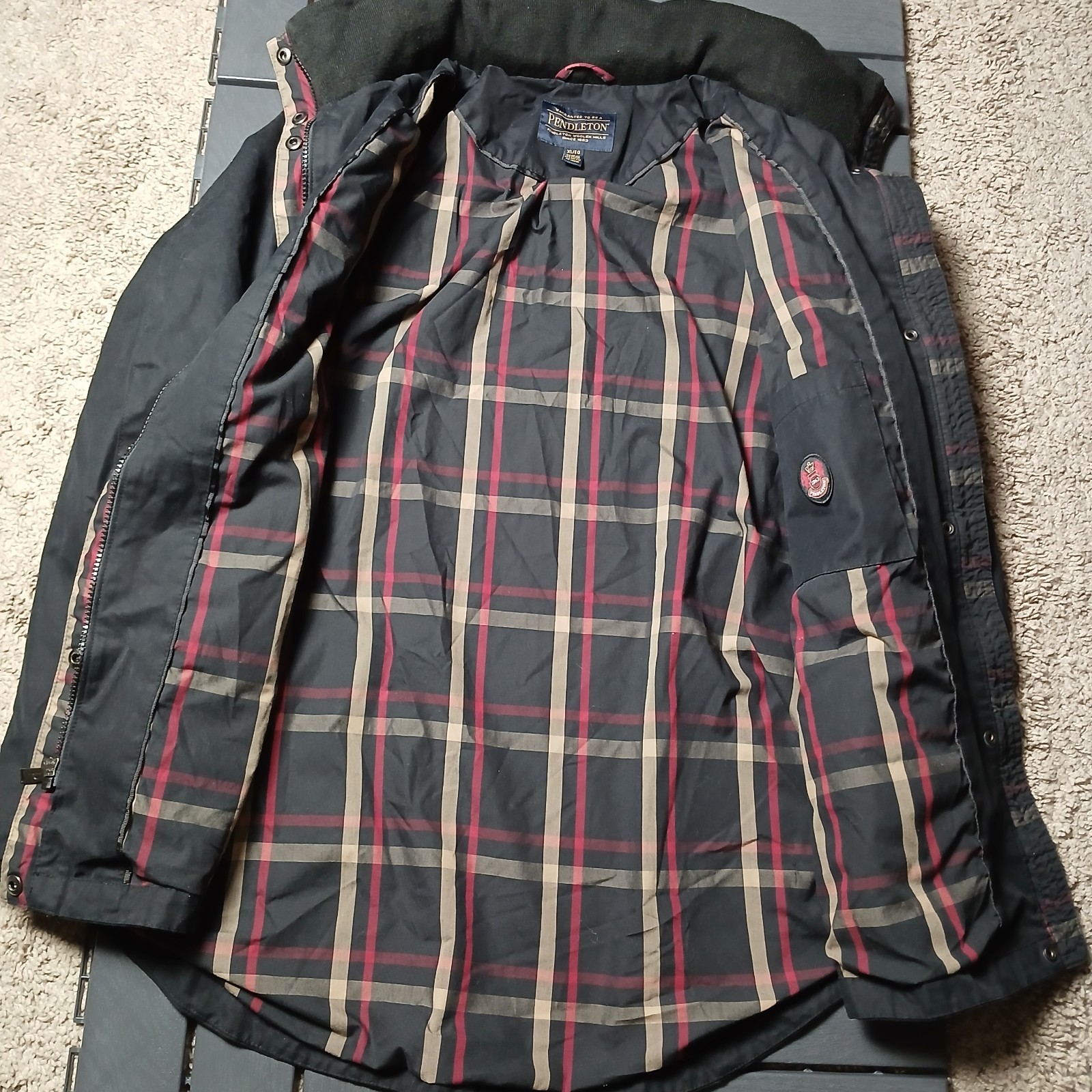 Pendleton Jacket Overcoat Zip Up Buttons Mens Bla… - image 3