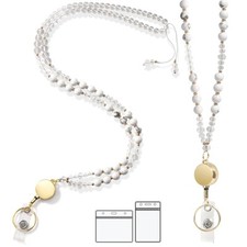 Retractable Lanyards for ID Badges and Keys, Natural Stone Crystal Teacher La...