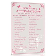 A Few Daily Affirmations Wall Art for Teen Girls - 12x8 Inch Metal Aluminum