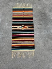 VTG 1930s Mexican Serape Saltillo Table Runner Hand Woven Traditional Style