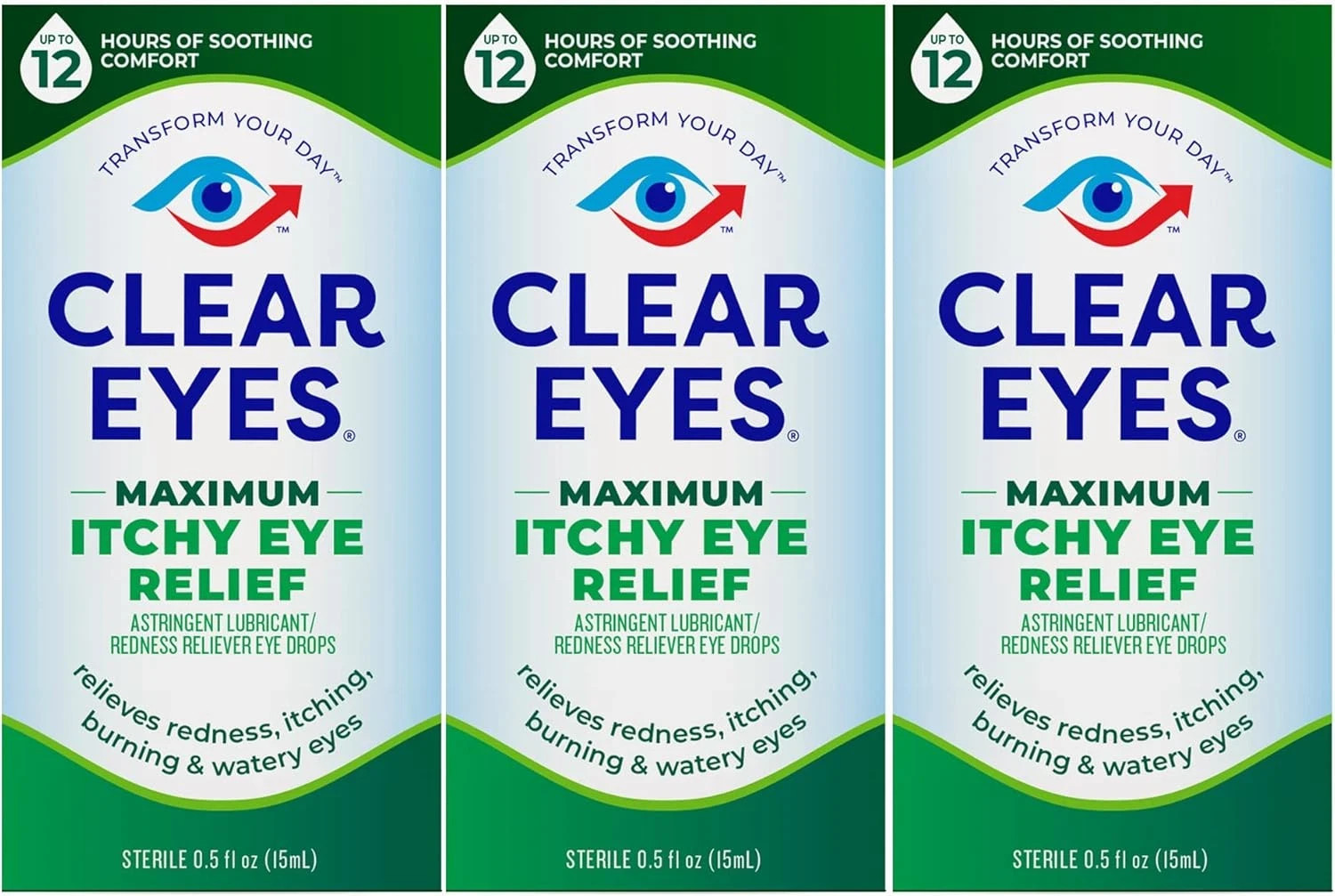 Clear Eyes Maximum Itchy Eye Relief Eye Drops, 0.5 Fl Oz (Pack of 3)