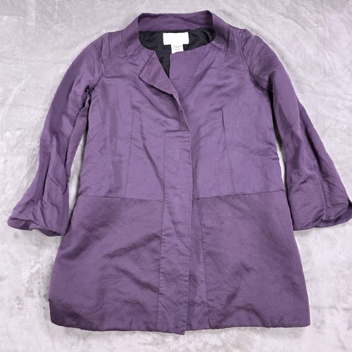 Chloé Pigalle Overcoat Womens 34 Purple Linen Blend Mid Length Made In France