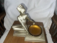 ANTIQUE NUART USA NUDE LADY ART DECO BUST ASHTRAY STATUE STAND SCULPTURE RONSON