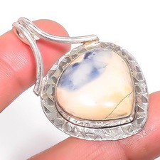 Natural Moss Agate - India Gemstone 925 Silver Plated Pendant 1.95 T78