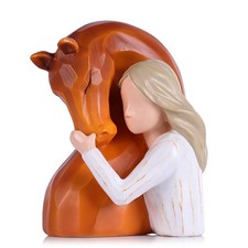 Horse Gifts for Girls Women   Girl Embraces Horses Stuff Figurines, Resin