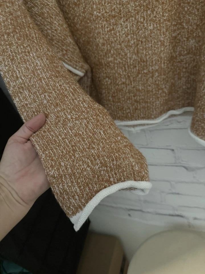 POL Naranja/Blanco Variegated Knit Oversized Heavy 100% Acrílico Suéter Crop XXL Foto 4 de 4