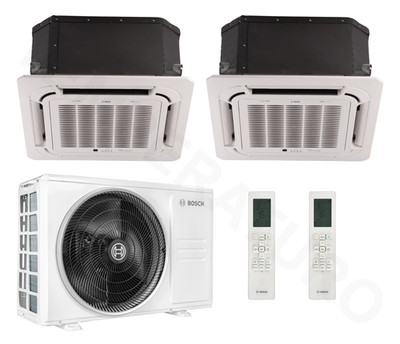 Bosch 4-Wege-Deckenkassette 2-Raum Multisplit Klimaanlage 2x 2,6 kW A++/+ WiFi