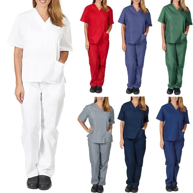 Conjunto completo de exfoliantes médicos de enfermería uniforme de hospital disfraz unisex hombres mujeres Foto 2 de 4