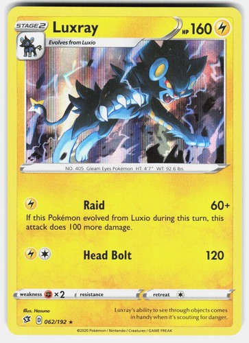 Luxray 062/192 Holo Rare Rebel Clash Pokemon Near Mint