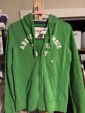 Abercrombie  Fitch Green Logo Full Zip Fleece Hoodie Pockets Women  s M