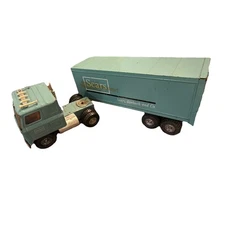 Vintage 1970s ERTL Sears Roebuck Pressed Steel Semi Tractor Trailer Truck Blue