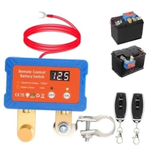Remote Battery Disconnect Switch 12V/24V with Led Voltage Display, Anti 140A