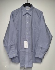Roundtree Yorke Gold Label Men's Fitted Dress Shirt Size 17.5 Blue Plaid NWT
