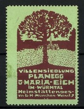 Reklamemarke Planegg, Villensiedlung Planegg ü. Maria-Eich im Würmtal, Ortsansi 
