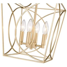 Ceiling Chandelier Four Light Fixture Gold