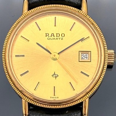 RADO 111.5133.2 vintage Watch Quartz Gold case Leather Band Battery replaced