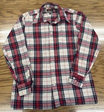 True Vintage 70s Arrow Flannel Shirt Red White Plaid L Grunge Brown Label 1970s