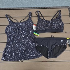 TYR Women's Black Polka Dot Active Tank S W/top 4 Hipkini XS New Sample