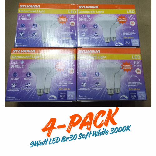 Sylvania 9W BR30 65Watt LightSHIELD Germicidal Softwhite LED Light Bulbs  4-PACK