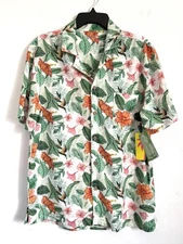 Guess Men's Short Sleeve Palm Print Camp Shirt Sz Medium