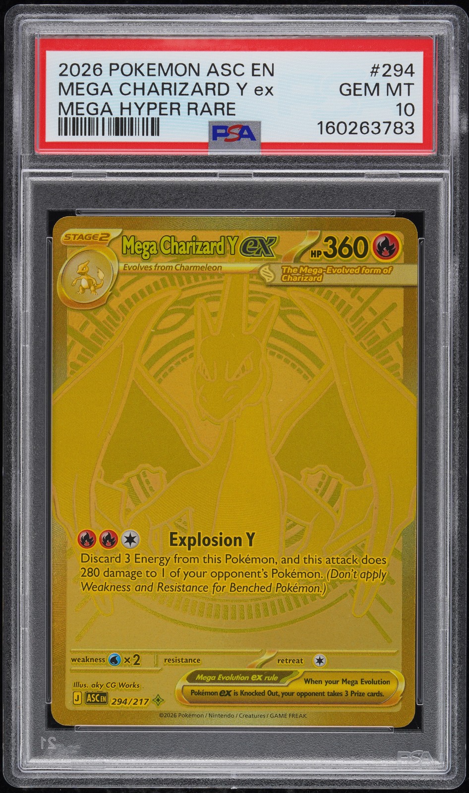 2026 POKEMON ASC EN-ASCENDED HEROES MEGA HYPER RARE MEGA CHARIZARD Y EX PSA 10 view 1