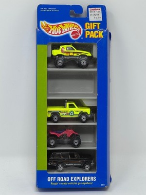 Vintage 1991 Hot Wheels Off Road Explorers Gift Pack 3872 4 of 5 Cars w/Box Used