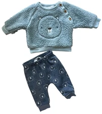 René Rofé Baby 0-3M Boy Fuzzy Bear Outfit Fall