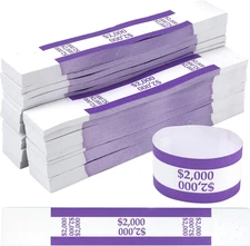 1000 Pack Dollar Money Straps – Currency Band Bundles Violet $2,000 in $20 Bills