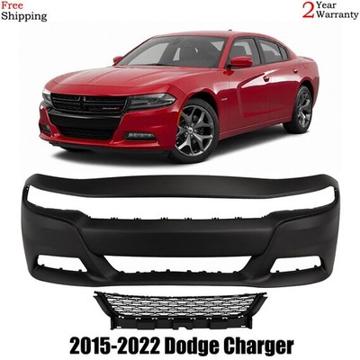Front Bumper Cover Paintable & Bumper Grille Kit For 2015-2022 Dodge Charger