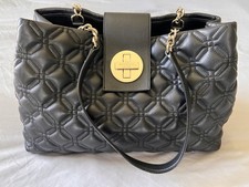 Kate Spade Elena Astor Court Quilted Pillowbox Black Leather Shoulder Bag 14x10