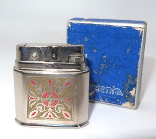 Vintage Rowenta German Floral Art Nouveau Enamel Automatic Lighter Mint in Box