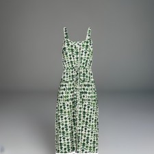 Time & Tru Women's Green Boho/Geo Sleeveless Button Front Midi Dress Size S 4/6